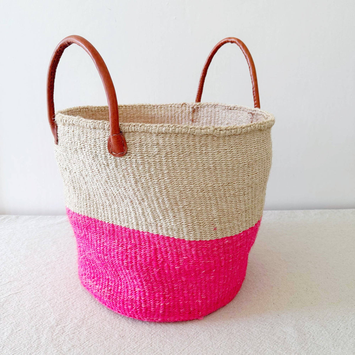 Sisal Floor Basket: Pop of Pink