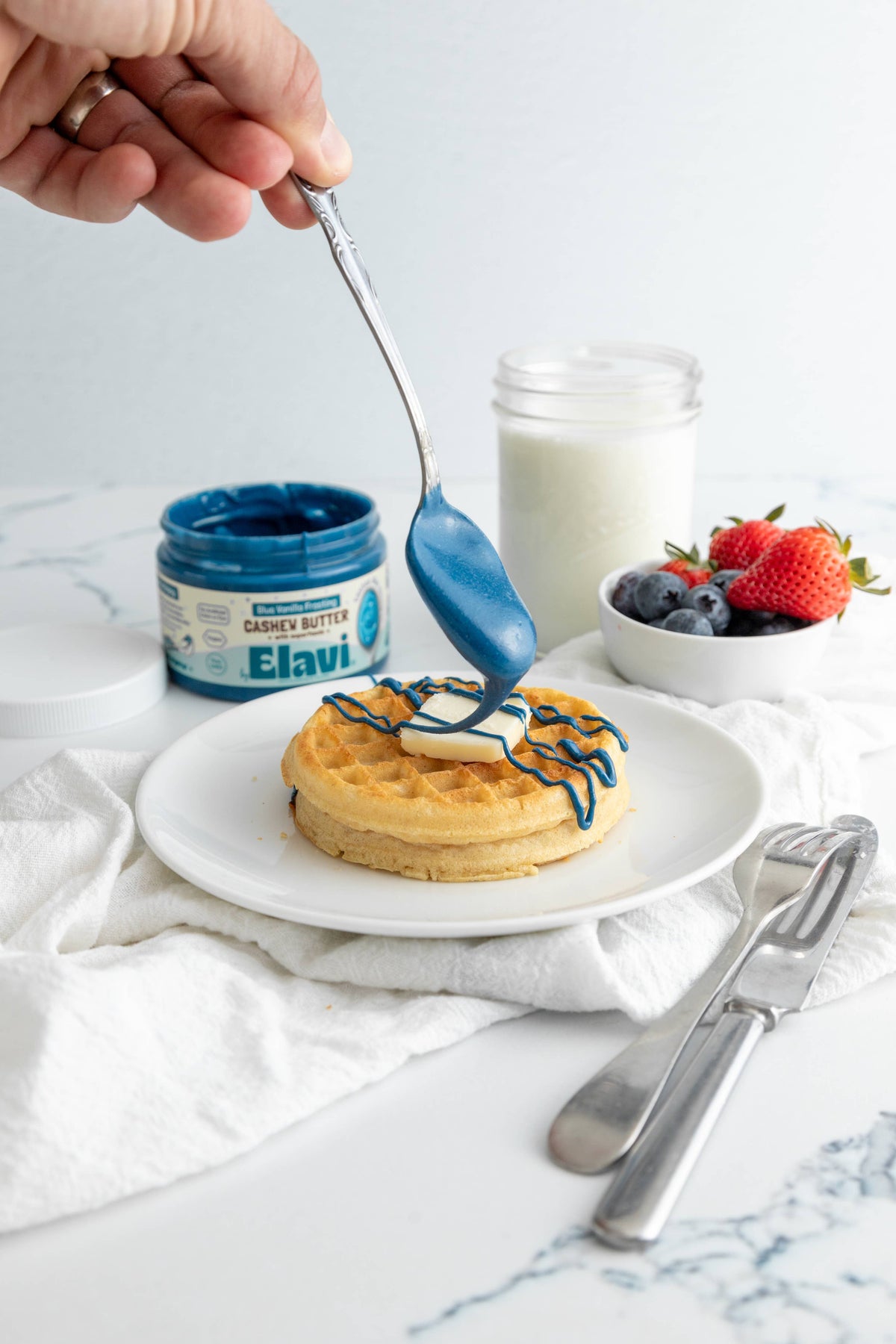 Blue Vanilla Cashew Butter w/ Spirulina: Vegan, Non-GMO