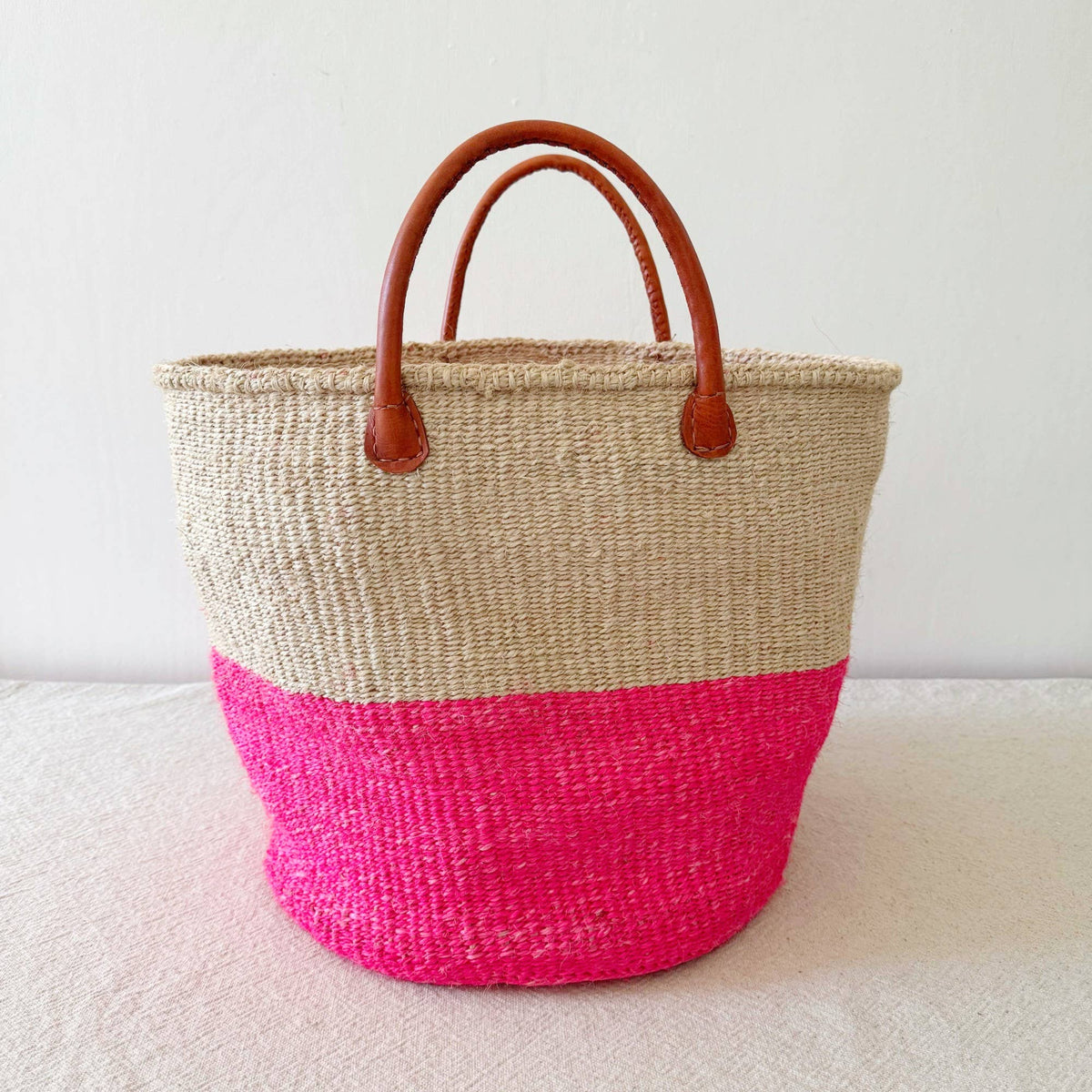 Sisal Floor Basket: Pop of Pink