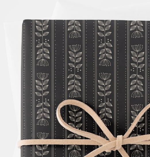 Black Florals Wrapping Paper