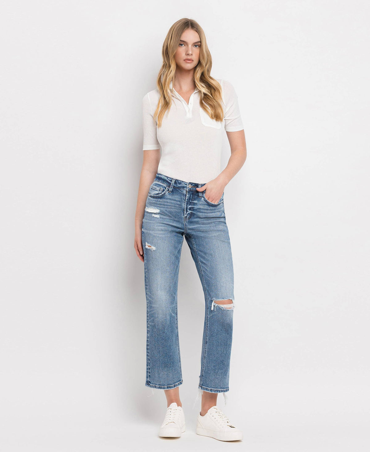 High Rise, Distressed Jeans