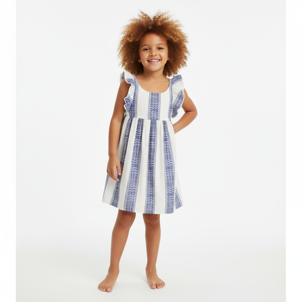Daphne Girl's Flutter Sleeve Dress