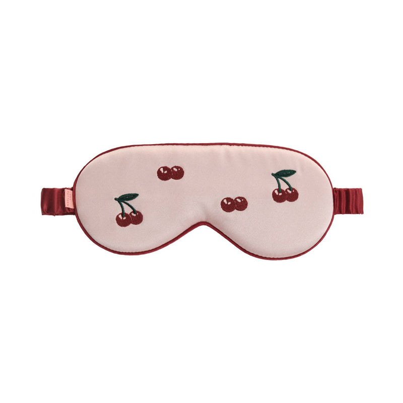 "Lost Cherries" Silk Sleep Eye Mask: Pink & Red