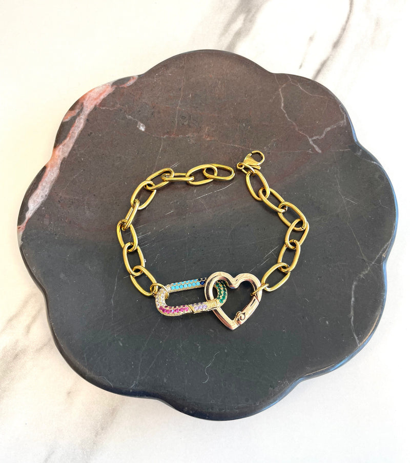 Paperclip Multi-Color Heart - Bracelet