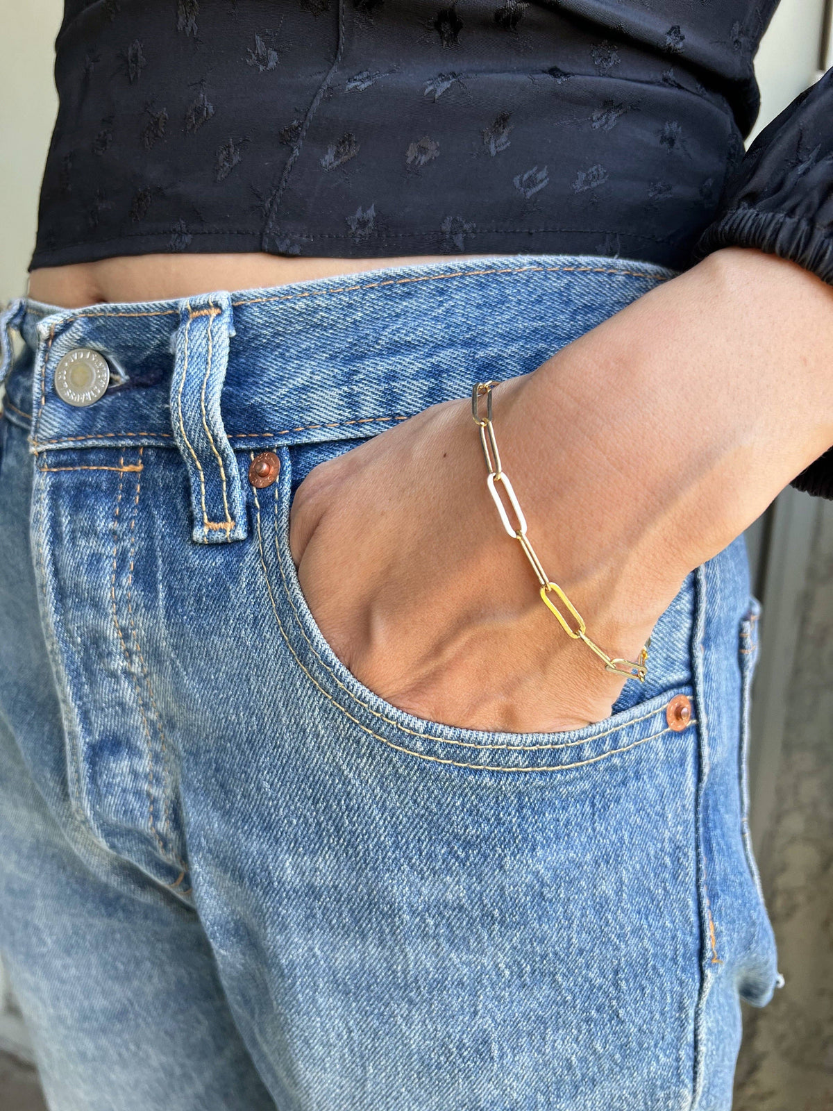 Paperclip Bracelet 18k Gold