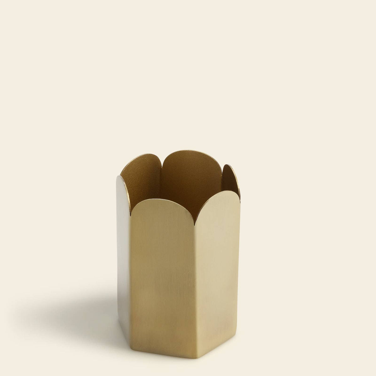 Metal Pen Pot - Scallop Edge : Brass